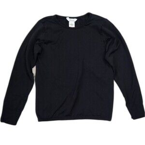 Natural Reflections Black Long Sleeve Top Womens L Stretch Basic Crew Neck